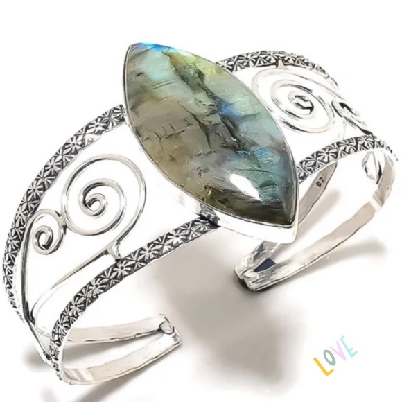 Huge Natural Labradorite Gemstone Handmade Bangle - Picture 3 of 5